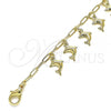 Oro Laminado Charm Bracelet, Gold Filled Style Dolphin and Paperclip Design, Polished, Golden Finish, 03.372.0017.08