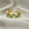 Oro Laminado Multi Stone Ring, Gold Filled Style with Green Cubic Zirconia, Polished, Golden Finish, 01.102.0010