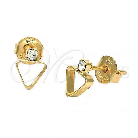 Oro Laminado Stud Earring, Gold Filled Style with  Cubic Zirconia, Golden Finish, 02.63.2253