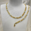 Oro Laminado Necklace and Bracelet, Gold Filled Style with Aurore Boreale Crystal, Polished, Golden Finish, 06.185.0019