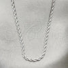 Rhodium Plated Basic Necklace, Rope Design, Polished, Rhodium Finish, 5.222.036.1.24