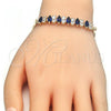 Oro Laminado Fancy Bracelet, Gold Filled Style with Sapphire Blue and White Cubic Zirconia, Polished, Golden Finish, 03.63.2002.2.08