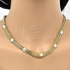 Oro Laminado Necklace and Bracelet, Gold Filled Style with Aurore Boreale Crystal, Polished, Golden Finish, 06.185.0019