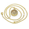 Oro Laminado Pendant Necklace, Gold Filled Style Flower Design, with White Cubic Zirconia, Diamond Cutting Finish, Golden Finish, 04.63.1354.18