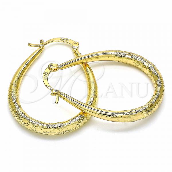 Oro Laminado Medium Hoop, Gold Filled Style Diamond Cutting Finish, Golden Finish, 02.170.0281.30