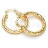 Oro Laminado Medium Hoop, Gold Filled Style Hollow Design, Diamond Cutting Finish, Golden Finish, 5.139.028.30