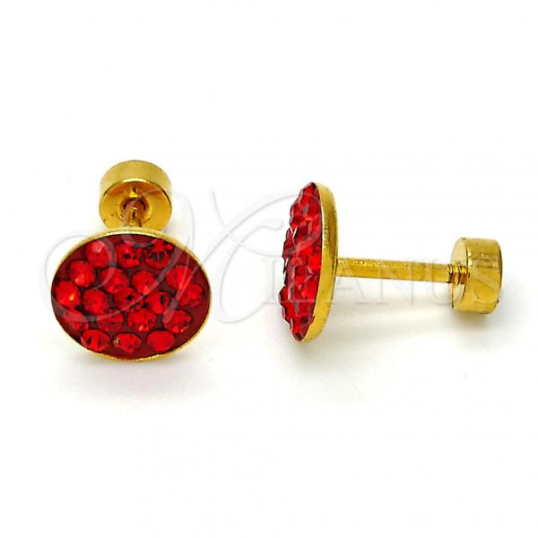 Stainless Steel Stud Earring, with Garnet Crystal, Polished, Golden Finish, 02.271.0007.5