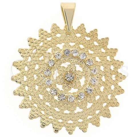 Oro Laminado Fancy Pendant, Gold Filled Style Sun Design, with  Cubic Zirconia, Golden Finish, 45.021