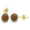 Oro Laminado Stud Earring, Gold Filled Style with Coffee Crystal, Polished, Golden Finish, 02.63.2707.7