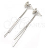 Rhodium Plated Long Earring, Flower Design, with Crystal Swarovski Crystals, Polished, Rhodium Finish, 02.239.0022