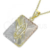 Oro Laminado Religious Pendant, Gold Filled Style Guadalupe Design, Diamond Cutting Finish, Tricolor, 05.253.0163