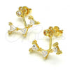 Oro Laminado Dangle Earring, Gold Filled Style with White Cubic Zirconia, Polished, Golden Finish, 02.156.0177