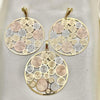 Oro Laminado Earring and Pendant Adult Set, Gold Filled Style Tricolor, 5.062.001