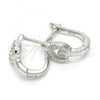 Sterling Silver Huggie Hoop, Heart Design, with White Micro Pave, Polished, Rhodium Finish, 02.332.0035.12