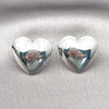 Rhodium Plated Stud Earring, Heart and Hollow Design, Polished, Rhodium Finish, 02.411.0037.1