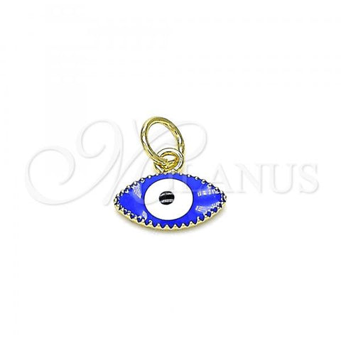 Oro Laminado Fancy Pendant, Gold Filled Style Evil Eye Design, Blue Enamel Finish, Golden Finish, 05.341.0047.3