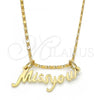 Oro Laminado Pendant Necklace, Gold Filled Style Nameplate Design, Polished, Golden Finish, 04.106.0022.20