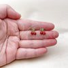 Oro Laminado Stud Earring, Gold Filled Style Cherry Design, Red Enamel Finish, Golden Finish, 02.417.0011