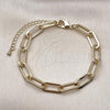 Oro Laminado Basic Bracelet, Gold Filled Style Paperclip Design, Polished, Golden Finish, 04.378.0002.08