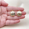 Oro Laminado Stud Earring, Gold Filled Style Diamond Cutting Finish, Golden Finish, 02.163.0387