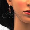 Oro Laminado Necklace and Earring, Gold Filled Style Teardrop Design, with Garnet and White Cubic Zirconia, Polished, Golden Finish, 06.221.0009.1