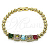 Oro Laminado Fancy Bracelet, Gold Filled Style with Multicolor Cubic Zirconia, Polished, Golden Finish, 03.283.0218.07