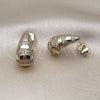 Oro Laminado Stud Earring, Gold Filled Style Teardrop Design, with White Micro Pave, Polished, Golden Finish, 02.283.0214