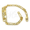 Oro Laminado ID Bracelet, Gold Filled Style Nameplate and Elephant Design, Polished, Golden Finish, 03.213.0010.06