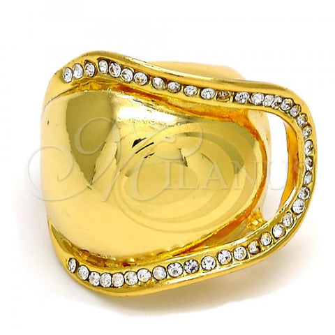 Oro Laminado Multi Stone Ring, Gold Filled Style with White Crystal, Polished, Golden Finish, 01.241.0024.09 (Size 9)