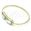 Oro Laminado Individual Bangle, Gold Filled Style with Aurore Boreale Crystal, Polished, Golden Finish, 07.380.0004.1