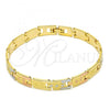 Oro Laminado Solid Bracelet, Gold Filled Style Polished, Tricolor, 03.102.0036.08