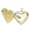 Oro Laminado Locket Pendant, Gold Filled Style Heart and Flower Design, Polished, Golden Finish, 05.117.0016