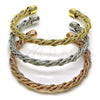 Oro Laminado Trio Bangle, Gold Filled Style Matte Finish, Tricolor, 07.282.0025