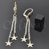 Oro Laminado Long Earring, Gold Filled Style Star Design, with  Cubic Zirconia, Golden Finish, 5.071.008