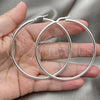 Sterling Silver Large Hoop, Hollow Design, Polished, Silver Finish, 02.389.0185.60