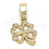 Oro Laminado Fancy Pendant, Gold Filled Style Four-leaf Clover Design, Polished, Golden Finish, 5.179.036
