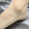 Sterling Silver Fancy Anklet, Star Design, Polished, Silver Finish, 03.409.0044.10