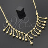 Oro Laminado Fancy Necklace, Gold Filled Style Heart and Love Design, Golden Finish, 5.011.007