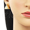 Oro Laminado Stud Earring, Gold Filled Style Polished, Golden Finish, 02.202.0005