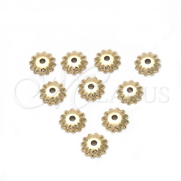 Oro Laminado Cap, Gold Filled Style Flower Design, Diamond Cutting Finish, Golden Finish, 12.63.0020