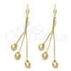 Oro Laminado Long Earring, Gold Filled Style Heart Design, Golden Finish, 5.097.002