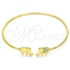 Oro Laminado Individual Bangle, Gold Filled Style Elephant Design, with Multicolor Micro Pave, Polished, Golden Finish, 07.156.0070.1 (02 MM Thickness, One size fits all)