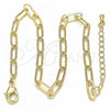 Oro Laminado Fancy Anklet, Gold Filled Style Paperclip Design, Polished, Golden Finish, 04.63.1395.10