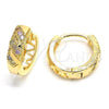 Oro Laminado Huggie Hoop, Gold Filled Style with Multicolor Micro Pave, Diamond Cutting Finish, Golden Finish, 02.122.0060
