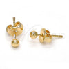 Oro Laminado Stud Earring, Gold Filled Style Ball Design, Polished, Golden Finish, 5.128.007