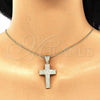 Oro Laminado Pendant Necklace, Gold Filled Style Cross Design, with White Micro Pave, Polished, Golden Finish, 04.156.0227.18