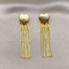 Oro Laminado Long Earring, Gold Filled Style Heart Design, Polished, Golden Finish, 02.341.0150