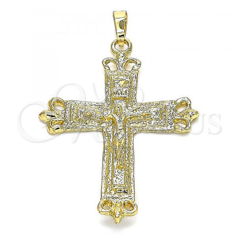 Oro Laminado Religious Pendant, Gold Filled Style Crucifix Design, Polished, Golden Finish, 05.213.0078