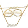 Oro Laminado Necklace, Bracelet and Earring, Gold Filled Style Polished, Golden Finish, 06.63.0238