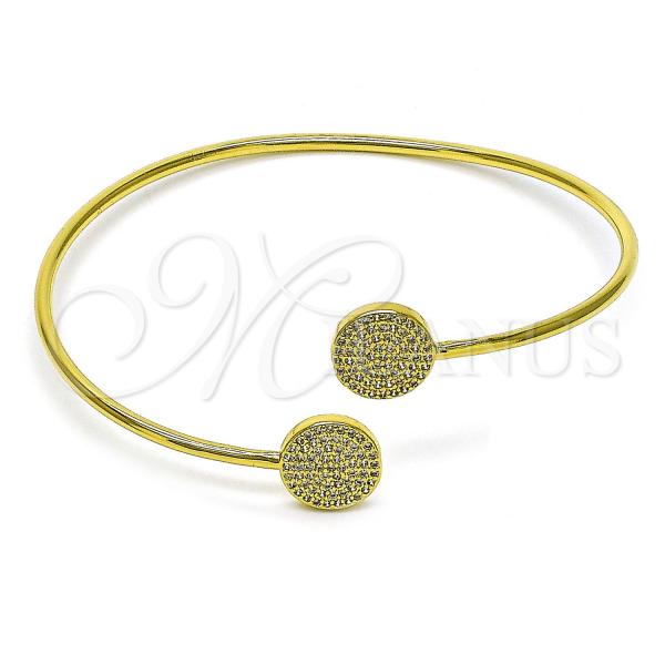 Oro Laminado Individual Bangle, Gold Filled Style with White Micro Pave, Polished, Golden Finish, 07.341.0068